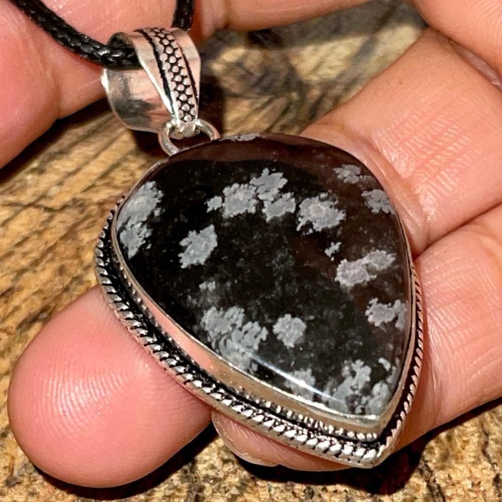 Snowflake Obsidian Pendant 2” - Picture 5 of 10